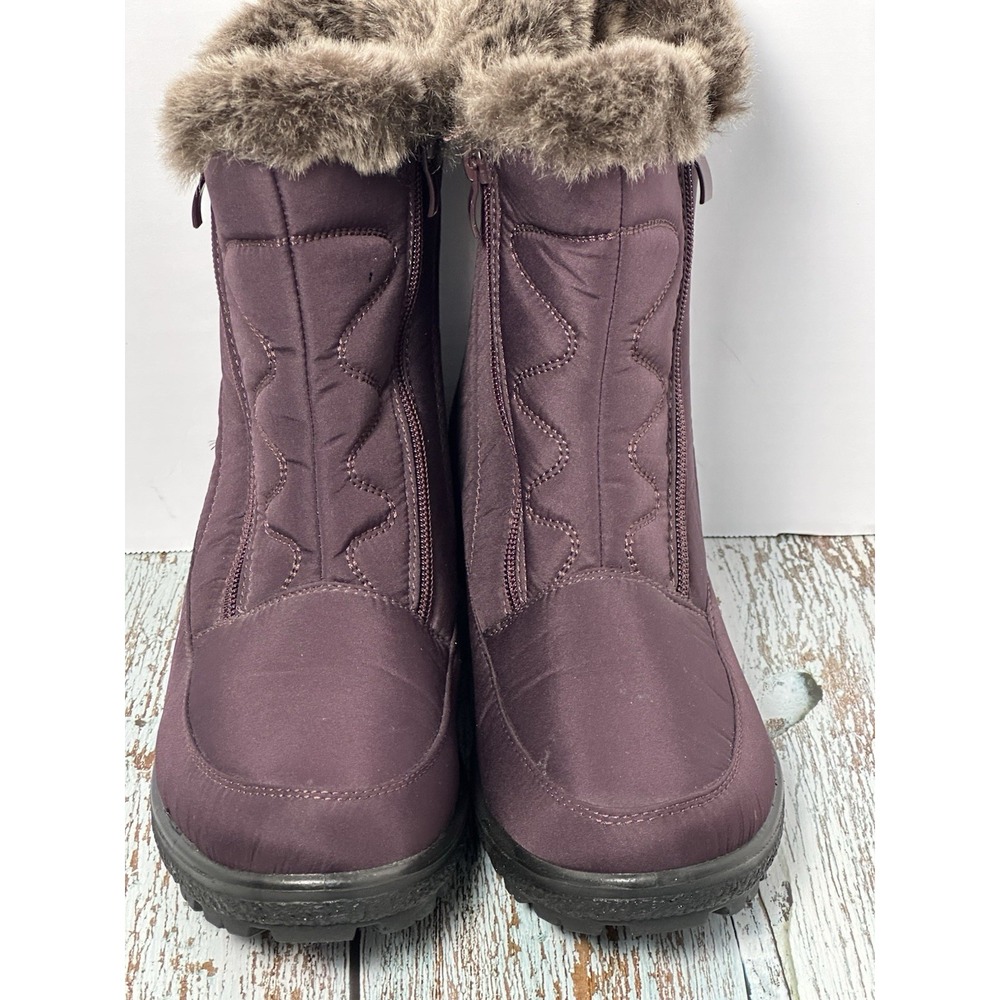 Flexus Italian Comfort Women's Burgundy Snow Boots Size 38 (7.5-8) - Picture 2 of 16